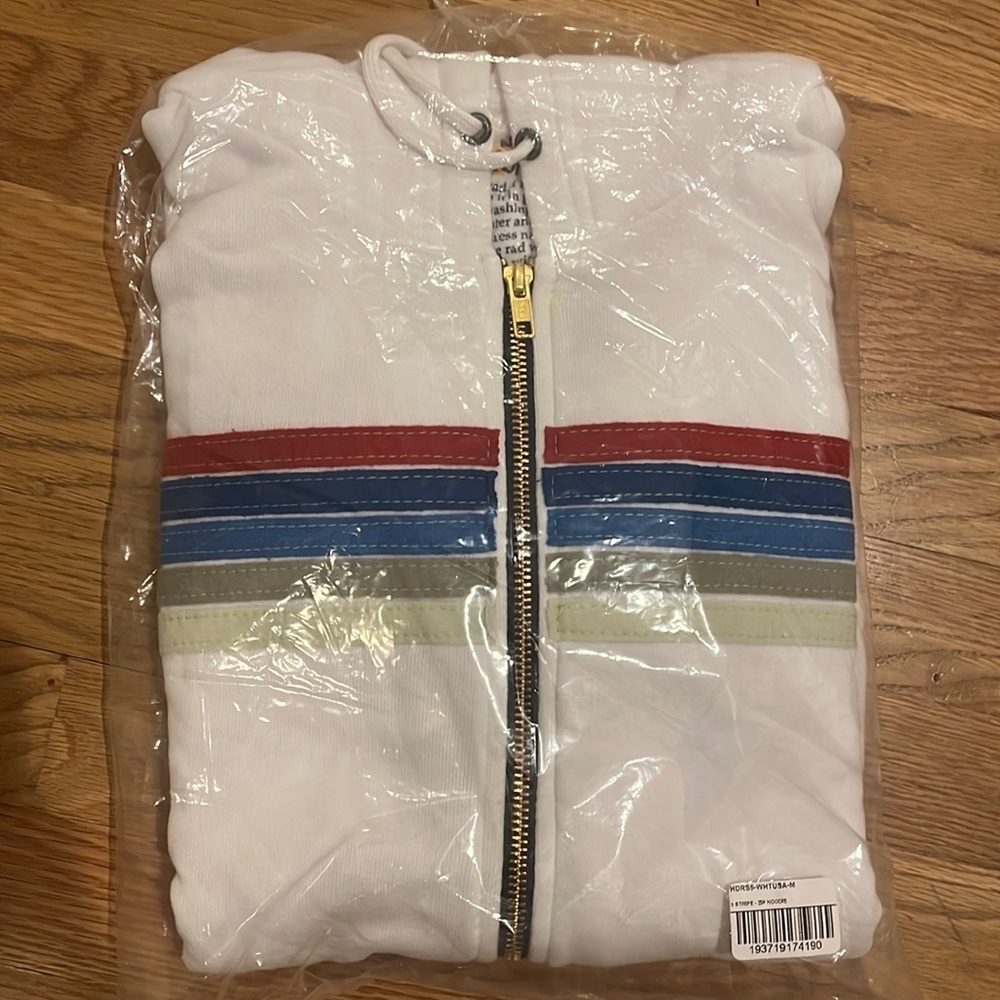 NWT Aviator Nation white 5 stripe Zip Hoodie